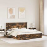 vidaXL Rám postele Dymová dub 200 x 200 cm Kompozitné drevo – Obrázok 3