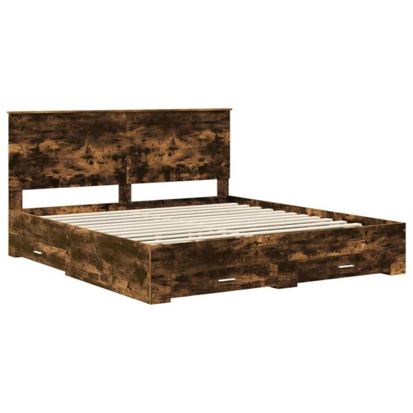 vidaXL Rám postele Dymová dub 200 x 200 cm Kompozitné drevo – Obrázok 4