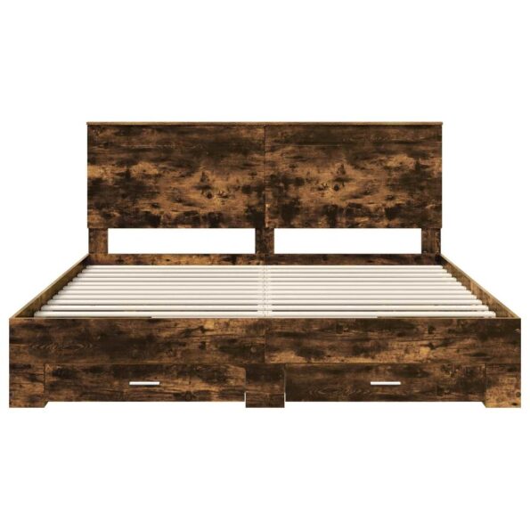 vidaXL Rám postele Dymová dub 200 x 200 cm Kompozitné drevo – Obrázok 8