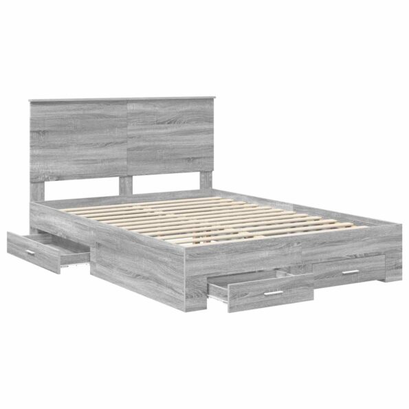 vidaXL Rám postele Sivý Sonoma 160 x 200 cm Kompozitné drevo – Obrázok 5