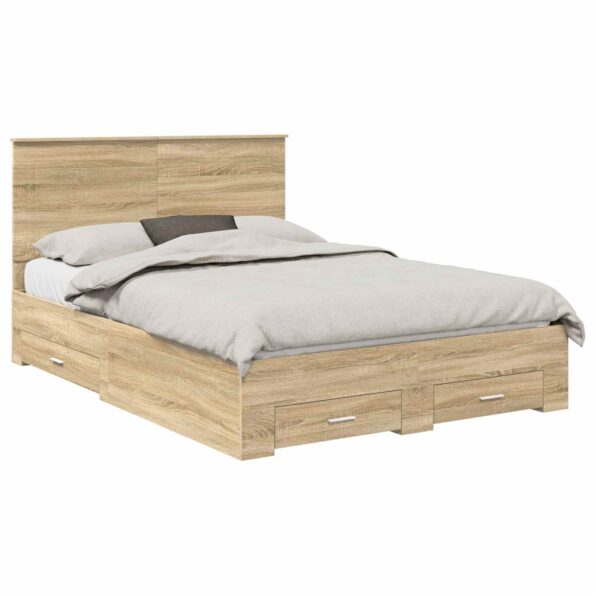 vidaXL Rám postele Sonoma dub 140 x 190 cm Kompozitné drevo – Obrázok 2