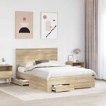 vidaXL Rám postele Sonoma dub 140 x 190 cm Kompozitné drevo – Obrázok 3