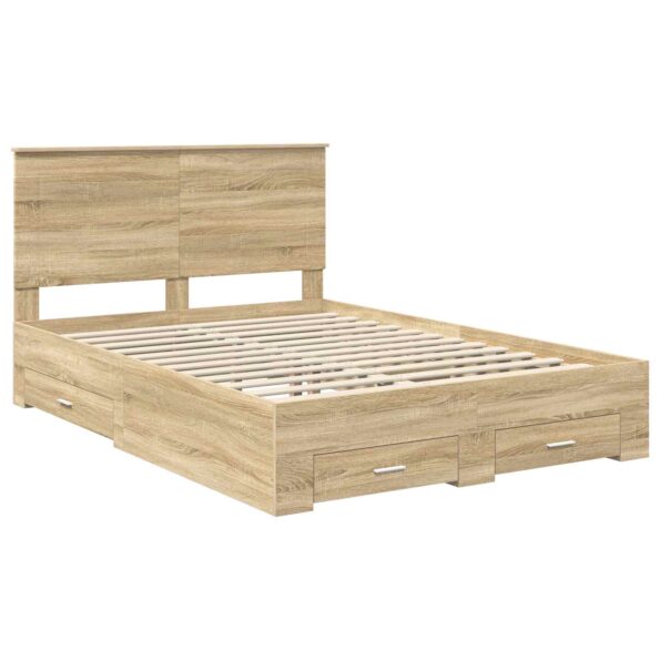 vidaXL Rám postele Sonoma dub 140 x 190 cm Kompozitné drevo – Obrázok 4
