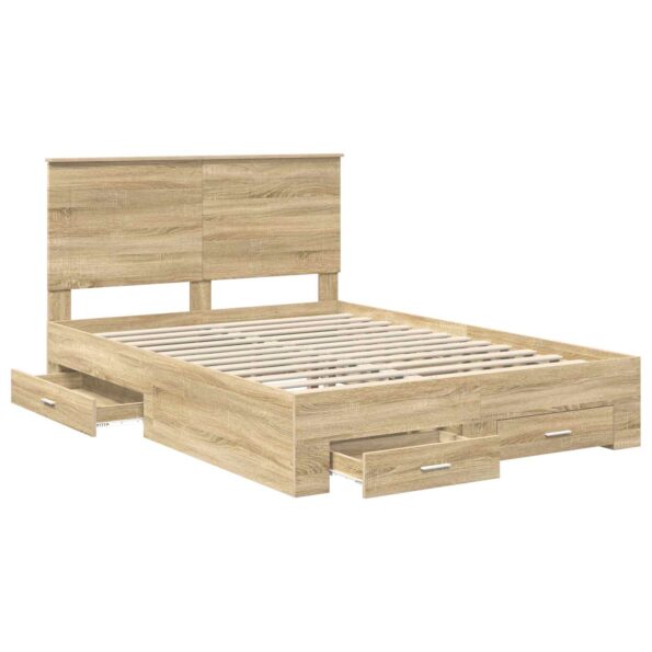 vidaXL Rám postele Sonoma dub 140 x 190 cm Kompozitné drevo – Obrázok 5