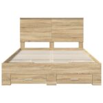 vidaXL Rám postele Sonoma dub 140 x 190 cm Kompozitné drevo – Obrázok 8