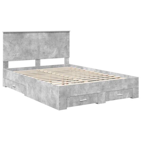 vidaXL Rám postele Betónová šedá 140 x 190 cm Kompozitné drevo – Obrázok 4