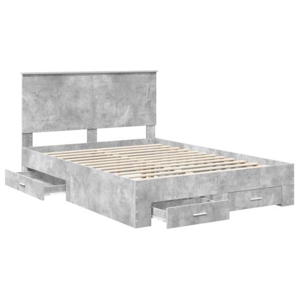 vidaXL Rám postele Betónová šedá 140 x 190 cm Kompozitné drevo – Obrázok 5