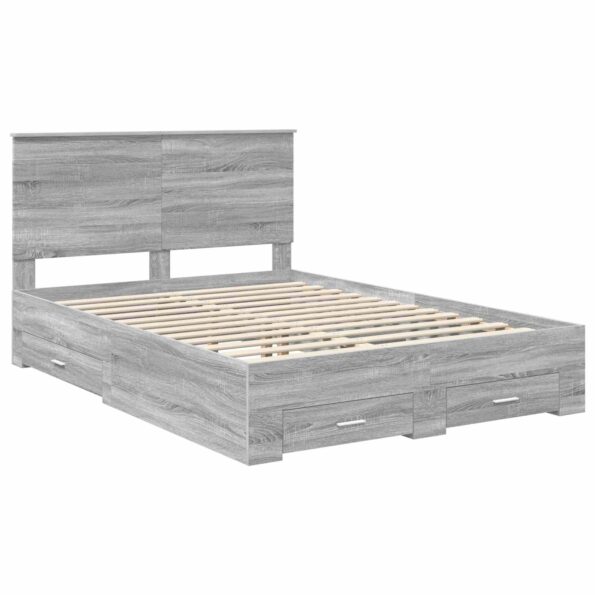 vidaXL Rám postele Sivý Sonoma 140 x 200 cm Kompozitné drevo – Obrázok 4