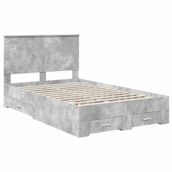vidaXL Rám postele Betónová šedá 135 x 190 cm Kompozitné drevo – Obrázok 4