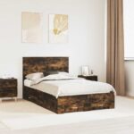 vidaXL Rám postele Dymová dub 135 x 190 cm Kompozitné drevo