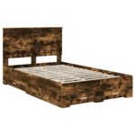 vidaXL Rám postele Dymová dub 135 x 190 cm Kompozitné drevo – Obrázok 4