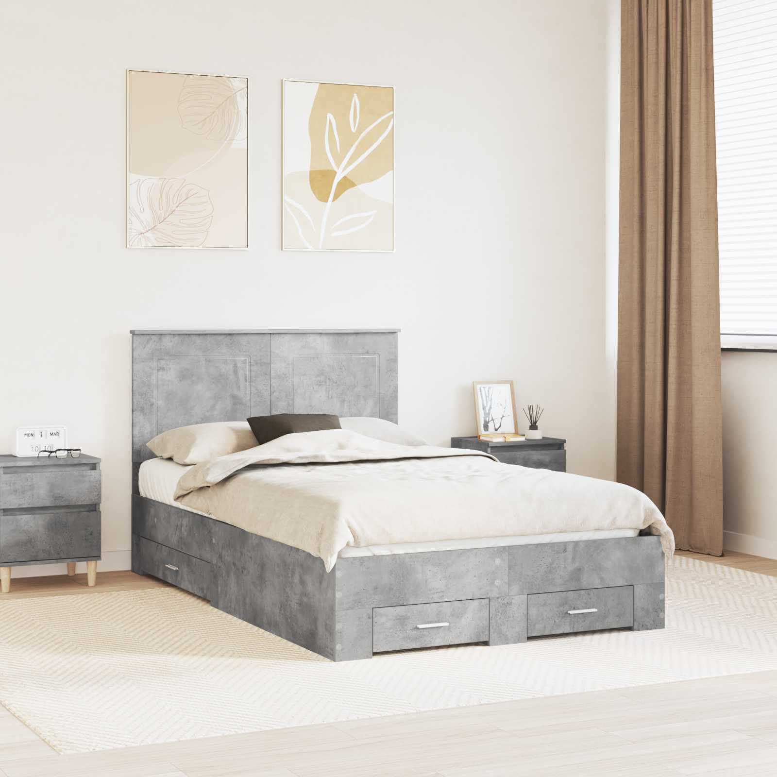 3409670_1.jpg vidaXL Rám postele Betónová šedá 120 x 190 cm Kompozitné drevo – Obrázok 1