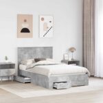 vidaXL Rám postele Betónová šedá 120 x 190 cm Kompozitné drevo – Obrázok 3