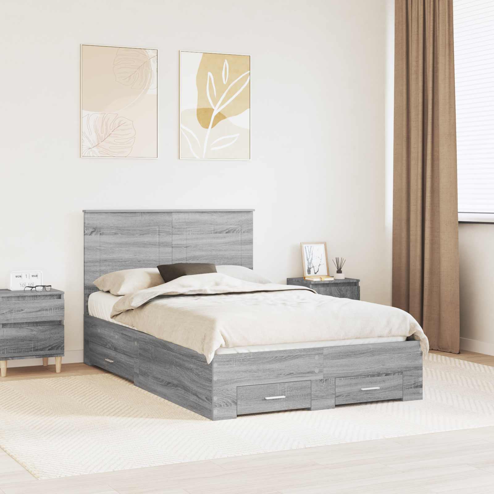3409672_1.jpg vidaXL Rám postele Sivý Sonoma 120 x 190 cm Kompozitné drevo – Obrázok 1