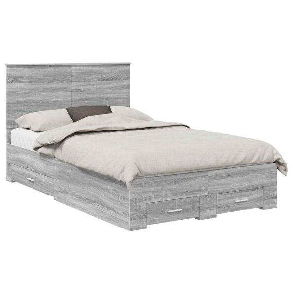 vidaXL Rám postele Sivý Sonoma 120 x 190 cm Kompozitné drevo – Obrázok 2