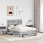 vidaXL Rám postele Sivý Sonoma 120 x 190 cm Kompozitné drevo – Obrázok 3