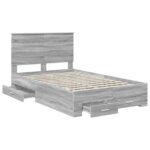 vidaXL Rám postele Sivý Sonoma 120 x 190 cm Kompozitné drevo – Obrázok 5