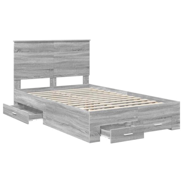vidaXL Rám postele Sivý Sonoma 120 x 190 cm Kompozitné drevo – Obrázok 5