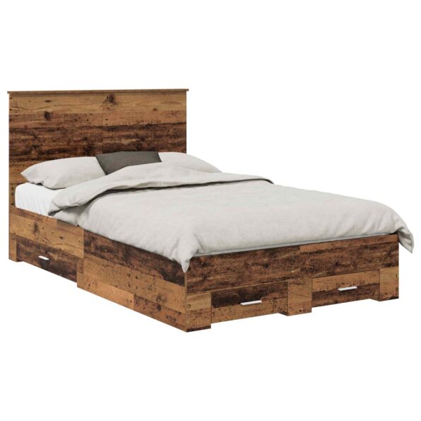 vidaXL Rám postele Staré drevo 120 x 190 cm Kompozitné drevo – Obrázok 2