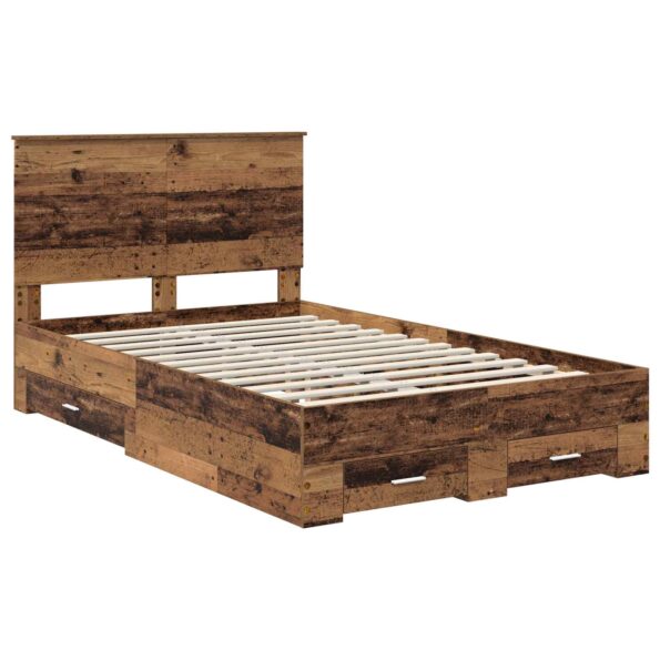 vidaXL Rám postele Staré drevo 120 x 190 cm Kompozitné drevo – Obrázok 4