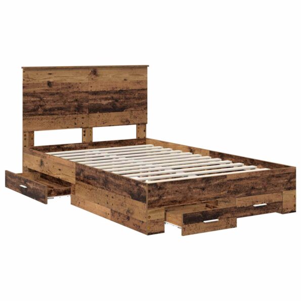 vidaXL Rám postele Staré drevo 120 x 190 cm Kompozitné drevo – Obrázok 5