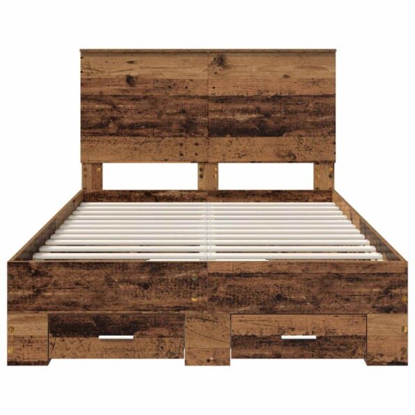 vidaXL Rám postele Staré drevo 120 x 190 cm Kompozitné drevo – Obrázok 8