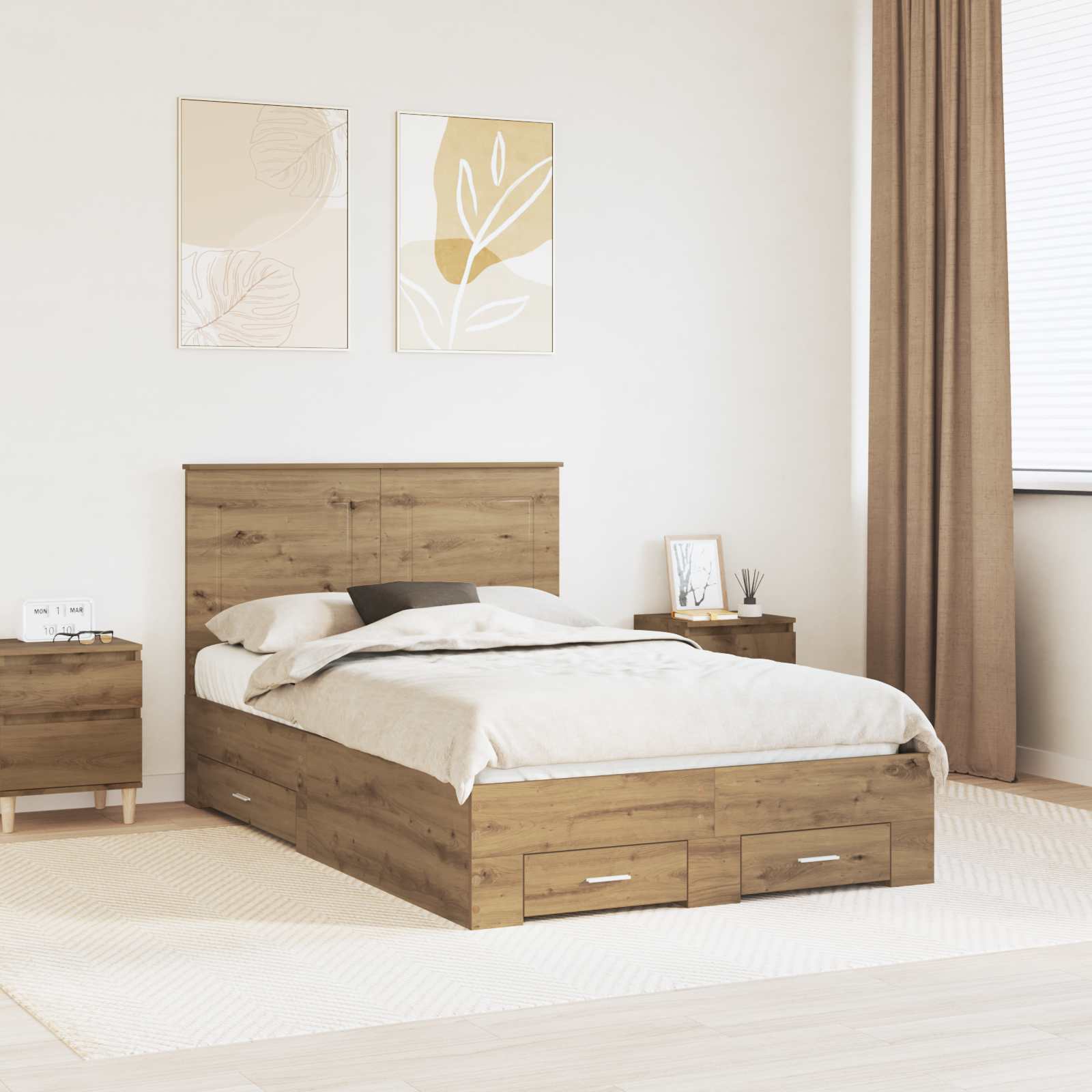 3409675_1.jpg vidaXL Rám postele Remeselný dub 120 x 190 cm Kompozitné drevo – Obrázok 1