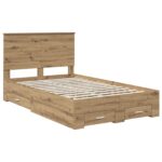 vidaXL Rám postele Remeselný dub 120 x 190 cm Kompozitné drevo – Obrázok 4