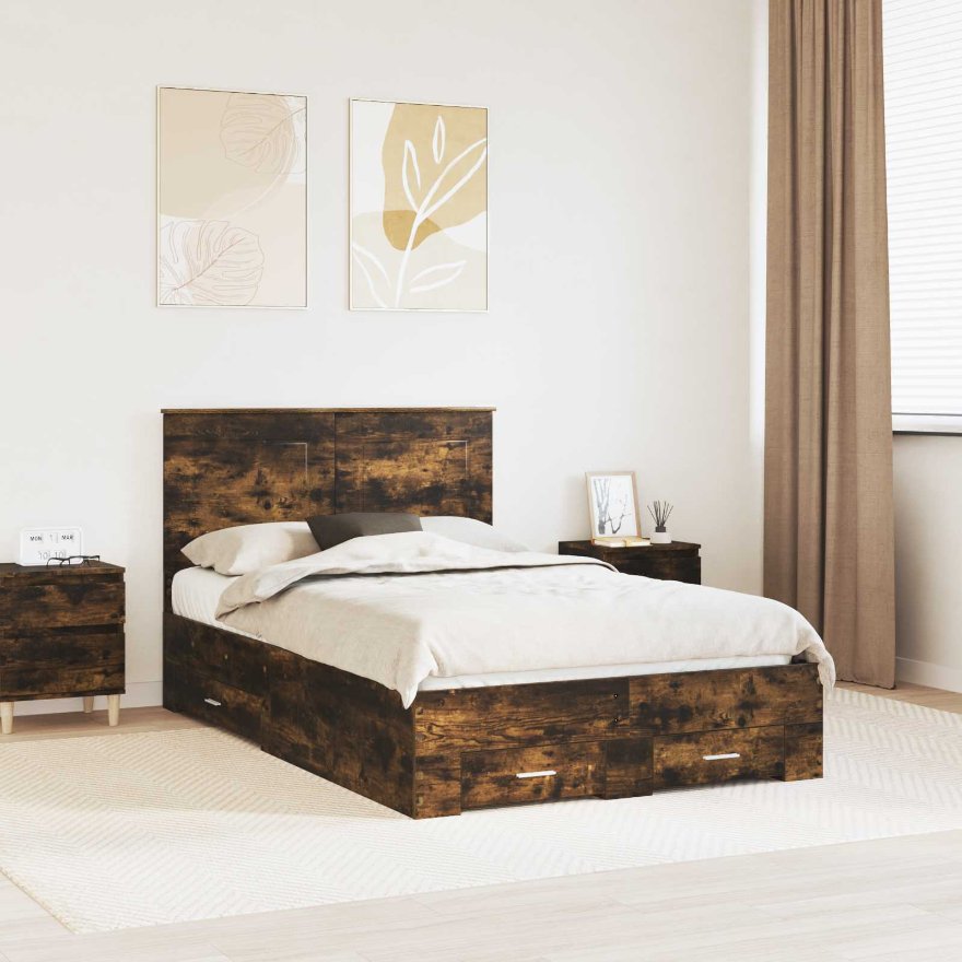 3409680_1.jpg vidaXL Rám postele Dymová dub 120 x 200 cm Kompozitné drevo – Obrázok 1