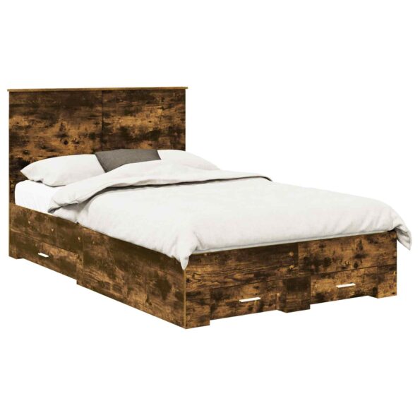 vidaXL Rám postele Dymová dub 120 x 200 cm Kompozitné drevo – Obrázok 2