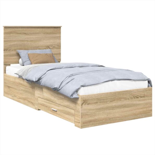 vidaXL Rám postele Sonoma dub 100 x 200 cm Kompozitné drevo – Obrázok 2