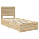 vidaXL Rám postele Sonoma dub 100 x 200 cm Kompozitné drevo – Obrázok 4