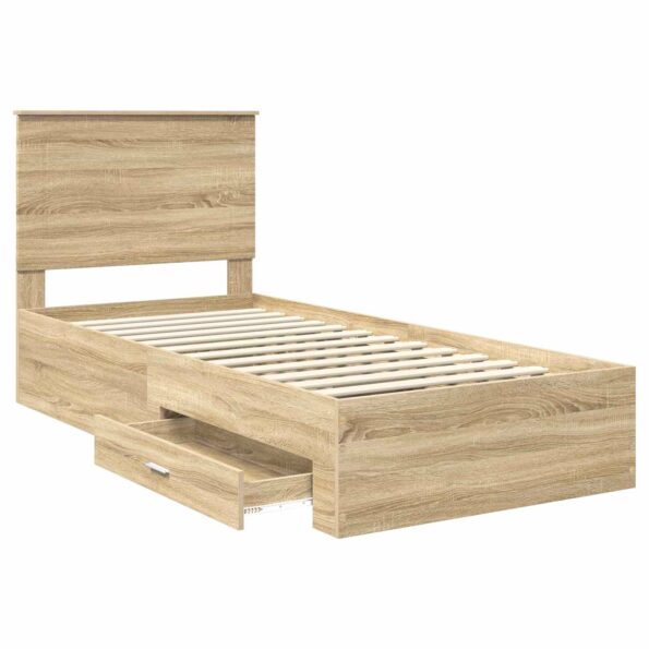 vidaXL Rám postele Sonoma dub 100 x 200 cm Kompozitné drevo – Obrázok 5