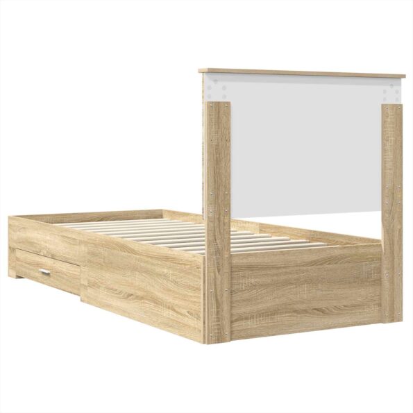 vidaXL Rám postele Sonoma dub 100 x 200 cm Kompozitné drevo – Obrázok 9
