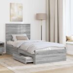vidaXL Rám postele Sivý Sonoma 100 x 200 cm Kompozitné drevo – Obrázok 3