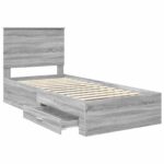 vidaXL Rám postele Sivý Sonoma 100 x 200 cm Kompozitné drevo – Obrázok 5