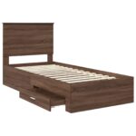 vidaXL Rám postele Hnedý dub a striebro 100 x 200 cm Kompozitné drevo – Obrázok 5