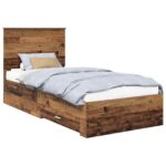 vidaXL Rám postele Staré drevo 100 x 200 cm Kompozitné drevo – Obrázok 2