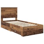 vidaXL Rám postele Staré drevo 100 x 200 cm Kompozitné drevo – Obrázok 4