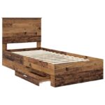 vidaXL Rám postele Staré drevo 100 x 200 cm Kompozitné drevo – Obrázok 5
