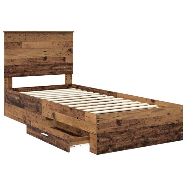 vidaXL Rám postele Staré drevo 100 x 200 cm Kompozitné drevo – Obrázok 5