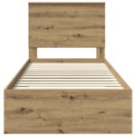 vidaXL Rám postele Remeselný dub 100 x 200 cm Kompozitné drevo – Obrázok 7