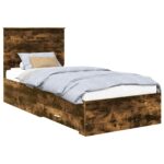 vidaXL Rám postele so zásuvkou Dymová dub 90 x 190 cm Kompozitné drevo – Obrázok 2