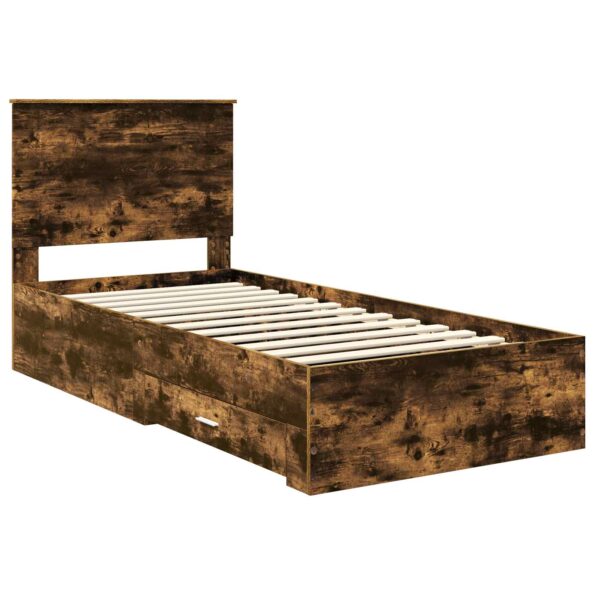 vidaXL Rám postele so zásuvkou Dymová dub 90 x 190 cm Kompozitné drevo – Obrázok 4