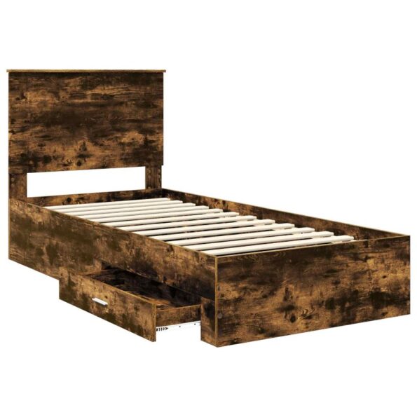 vidaXL Rám postele so zásuvkou Dymová dub 90 x 190 cm Kompozitné drevo – Obrázok 5