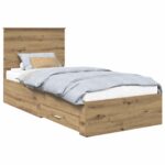 vidaXL Rám postele Remeselný dub 90 x 190 cm Kompozitné drevo – Obrázok 2