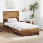 vidaXL Rám postele Staré drevo 90 x 200 cm Kompozitné drevo