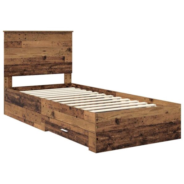 vidaXL Rám postele Staré drevo 90 x 200 cm Kompozitné drevo – Obrázok 4
