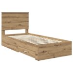 vidaXL Rám postele Remeselný dub 90 x 200 cm Kompozitné drevo – Obrázok 4