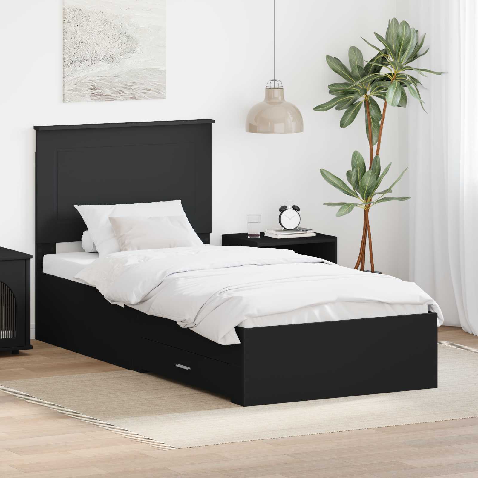 3409713_1.jpg vidaXL Rám postele Čierna a strieborná 75 x 190 cm Kompozitné drevo – Obrázok 1